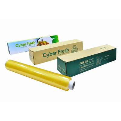 Compostable覆い帯電防止明確なラップの食品等級ポリ塩化ビニールはカッターが付いているしがみつく